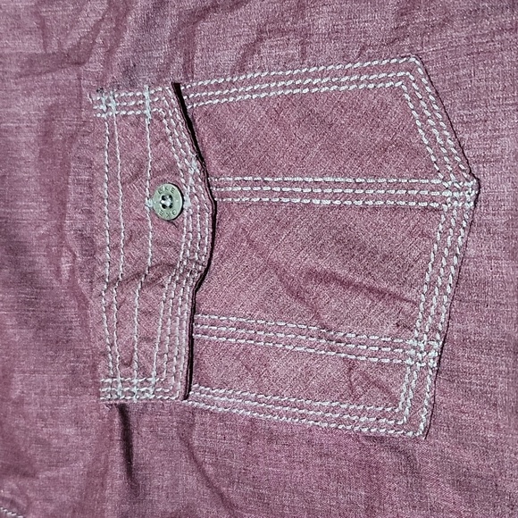 BKE ATHLETIC BURGUNDY & GRAY STITCH CASUAL BUTTON DOWN LONG-SLEEVED SHIRT LARGE - Picture 4 of 12